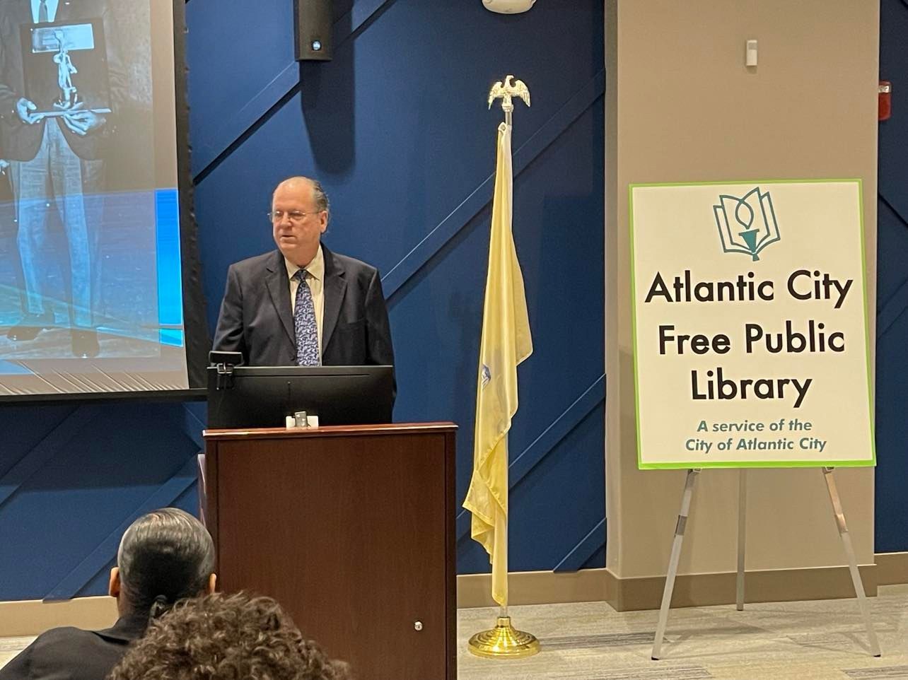 Atlantic City Free Public Library Director Robert Rynkiewicz talks about the grant that made the project possible. Photo Credit: Mark Tyler