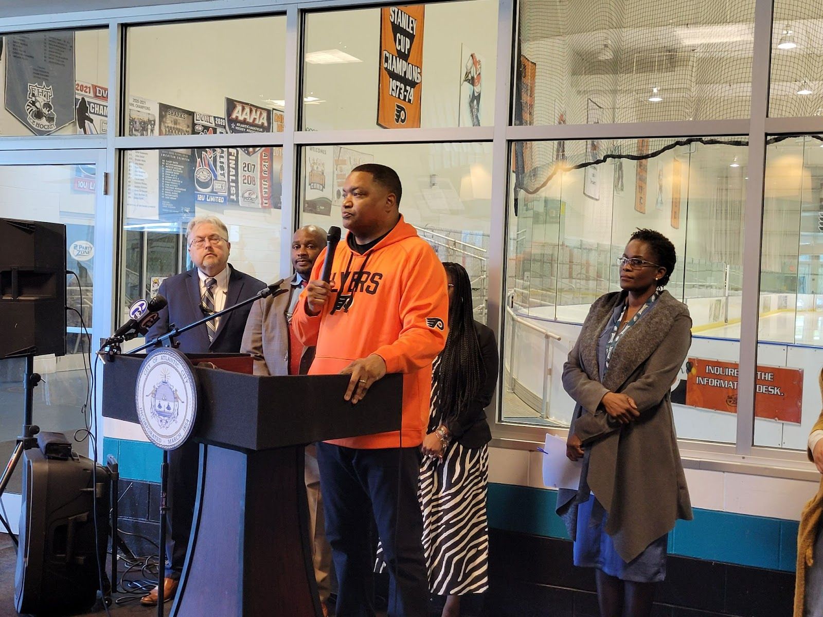 Mayor Marty Small Sr. holds a news conference at the Atlantic City Skate Zone: Image Source: City of Atlantic City