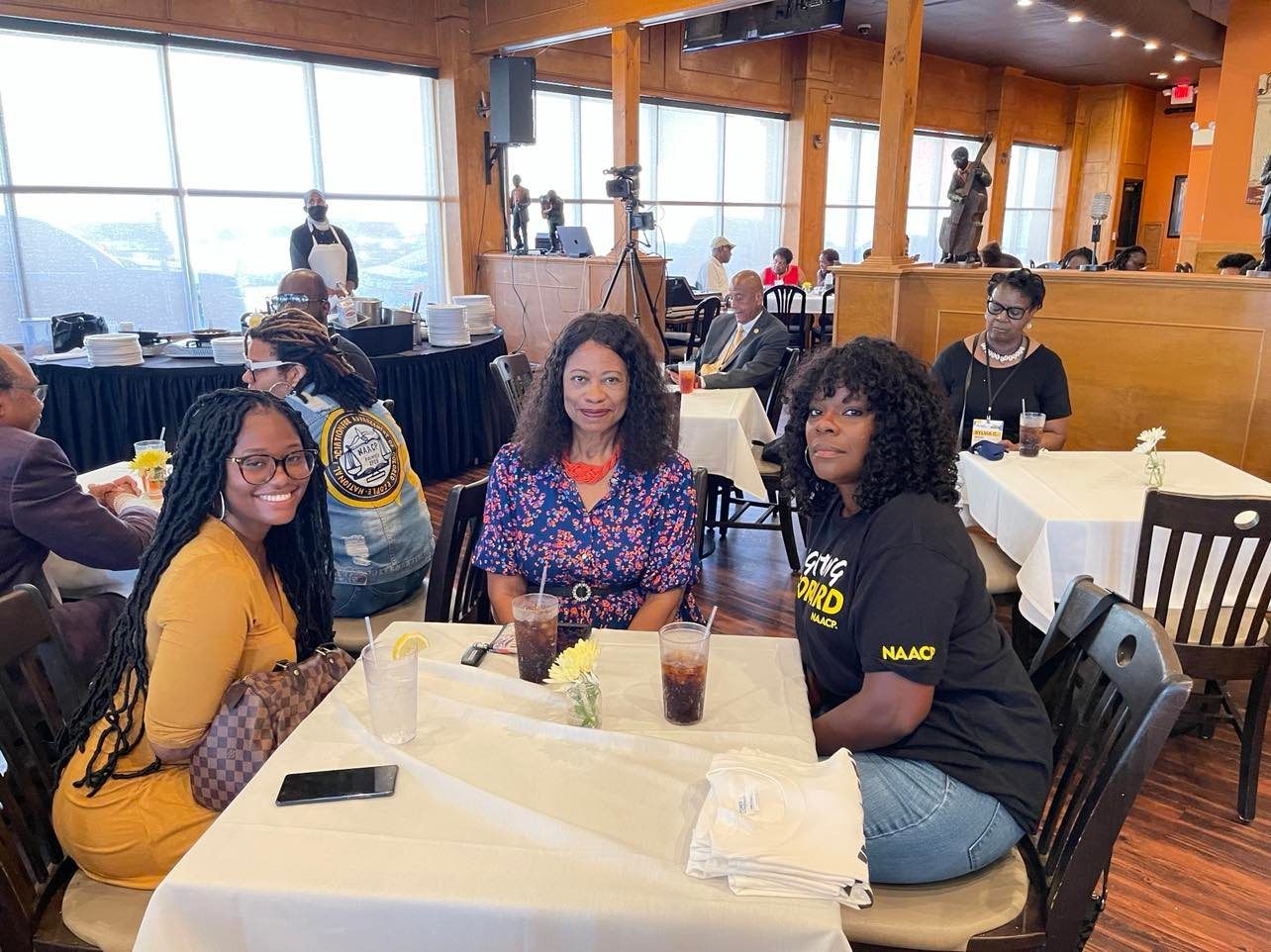 Alexxus Young (Left), Rosie Segura (Center) and Anjail Shabazz (Right) celebrate with the NAACP NextGen classes of 2019 and 2020.