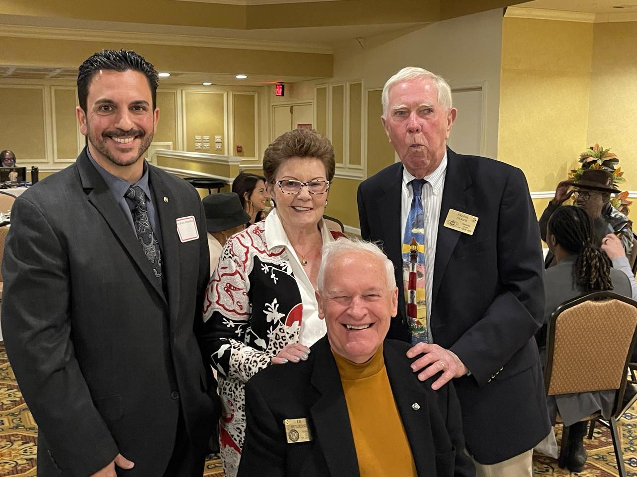Mike Pasquerello, (Left) Jennie McCaney (Top Center) Frank Acker, (Right) and Ed Hutchinson (Seated Center) attend Charter Night for the Atlantic City Kiwanis Club. Photo Credit: Mark Tyler