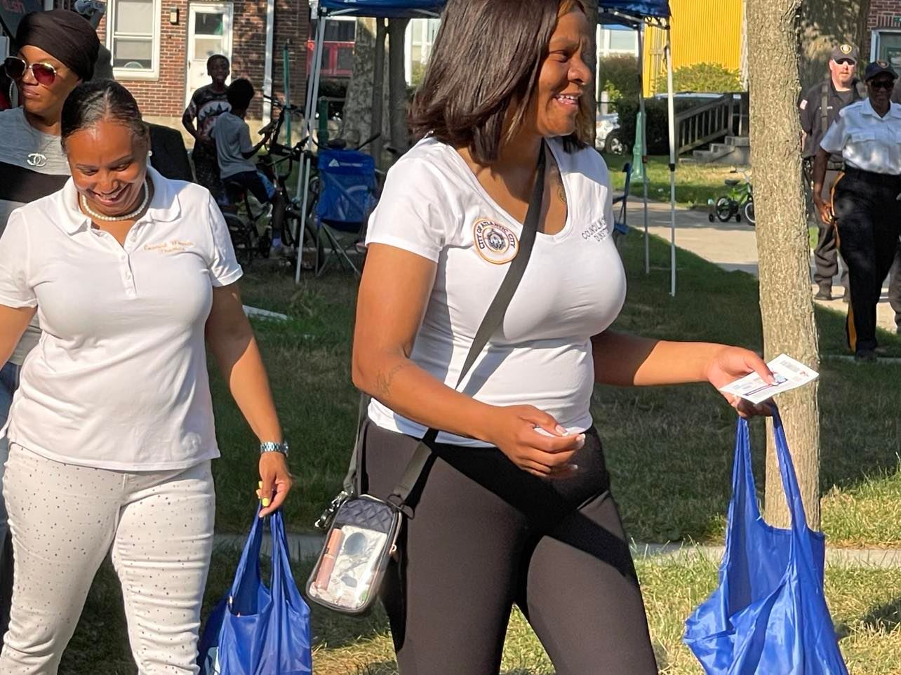 Pleasantville Councilwoman Carla Thomas (Left) and Atlantic City Councilwoman LaToya Dunston walk through Stanley S. Holmes Village & Extension