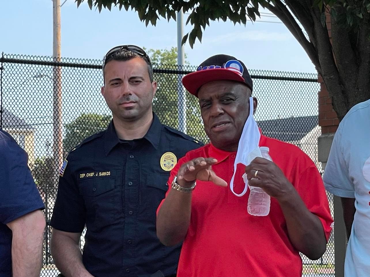 Acting Atlantic City Police Chief James A. Sarkos (Left) stands beside Perry Mays (Right) at annual community walk.