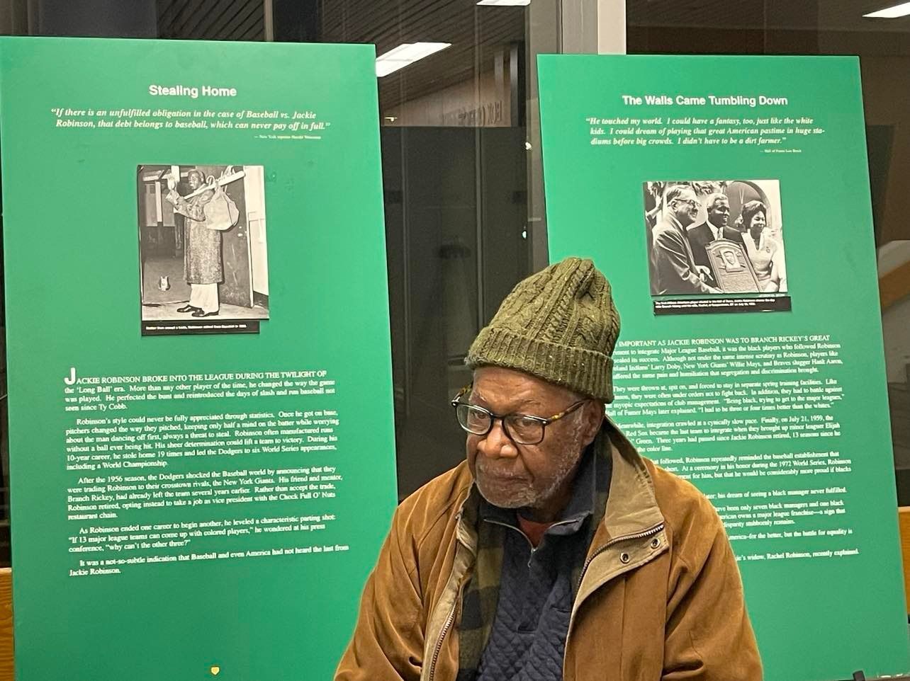 Ralph E. Hunter, Sr., founder of the African American Heritage Museum of Southern New Jersey, helped organize the exhibit Stealing Home: How Jackie Robinson Changed America before the show. Photo Credit: Mark Tyler