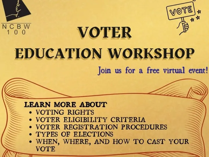 The National Coalition of 100 Black Women, Inc., Southern New Jersey Chapter, Sponsors Voter Education Workshop